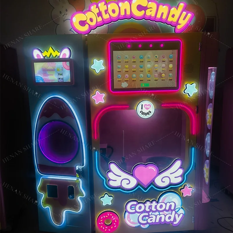 Industrial Sugar Cotton Candy Vending Machine Full Automatic Cotton Candy Machine