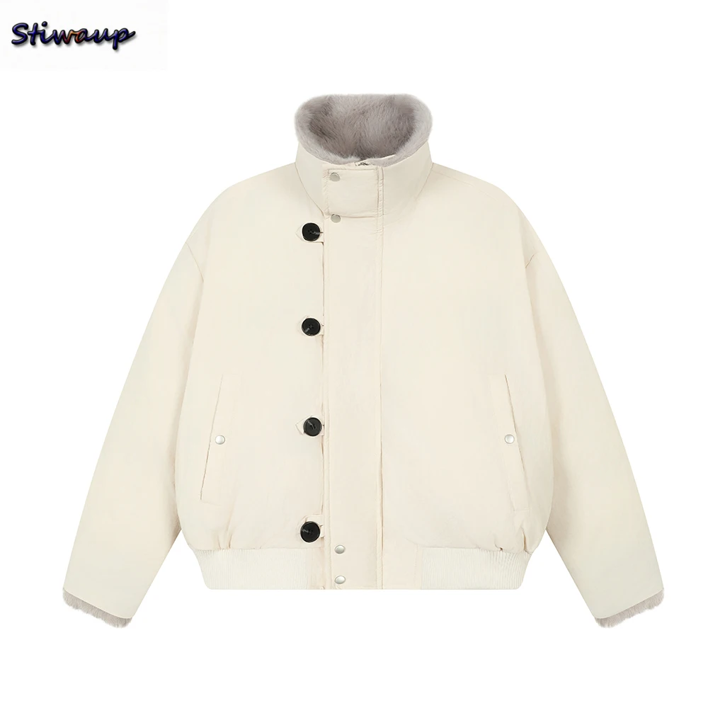 

Luxury Brand Women's Puffer Jacket Womens 2025 New Black Down Jacket with Plush Collar Winter Warm Thickened Outerwear for Women