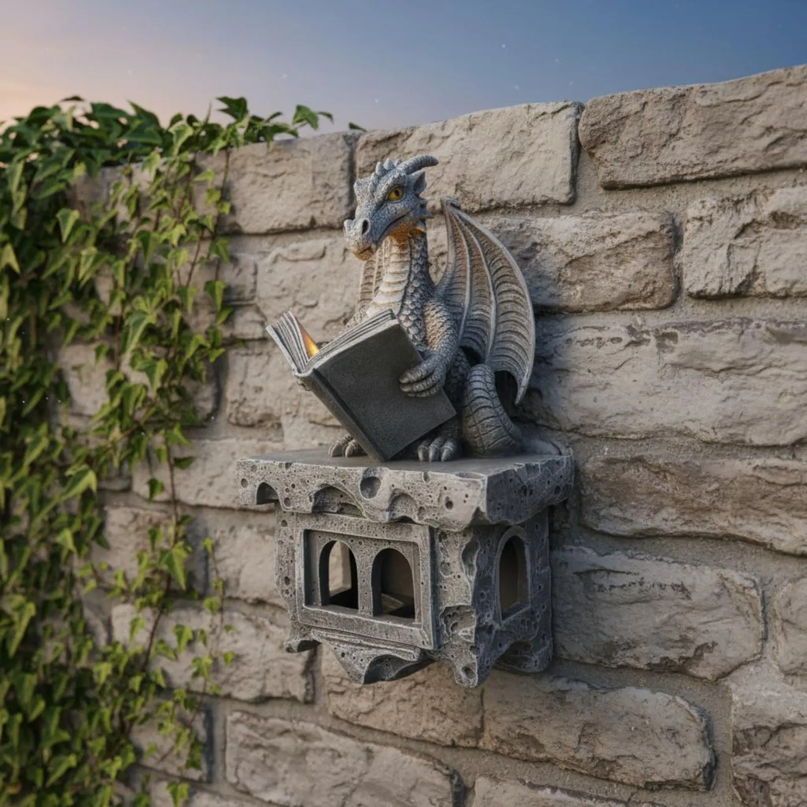 Solar Wyvern Wall Shine Auto On/deactivate Solar Wyvern Shine Enchanting Garden Statue Medieval Decor Outdoor Lighting for Patio view 3