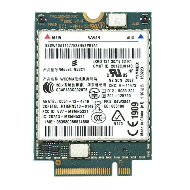 【قائمة جديدة】بطاقة محول الوحدة اللاسلكية N5321 FRU 04W3842 WWAN 3G تدعم أنظمة متعددة