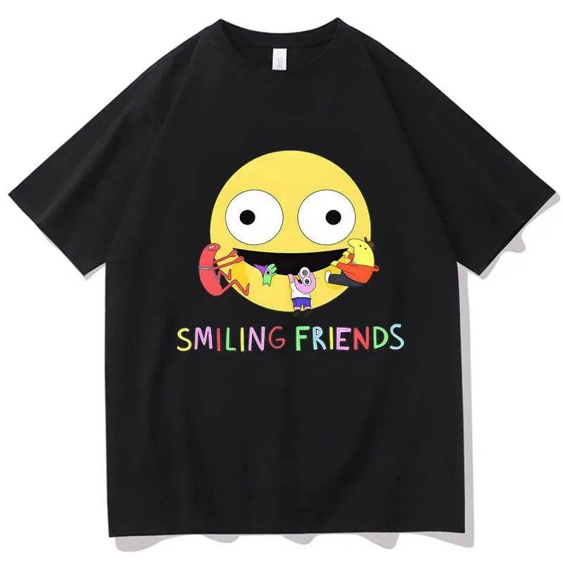 Smiling Friends Cartoon Print T-shirts Summer Spring Cotton Mens Tee-shirt Funny Graphic Printing Tshirts High Quality Soft Tees