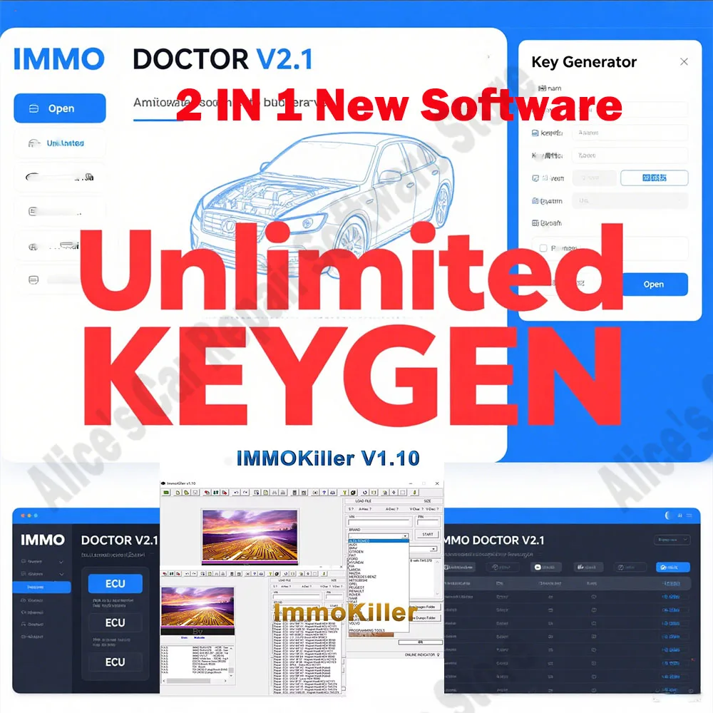 

2 IN 1 obd2 scanner ImmoKiller V1.10 + IMMO DOCTOR V2.1 With Unlimited KEYGEN MULTI BRAND Immo Off Software for ECU Chip Tuning