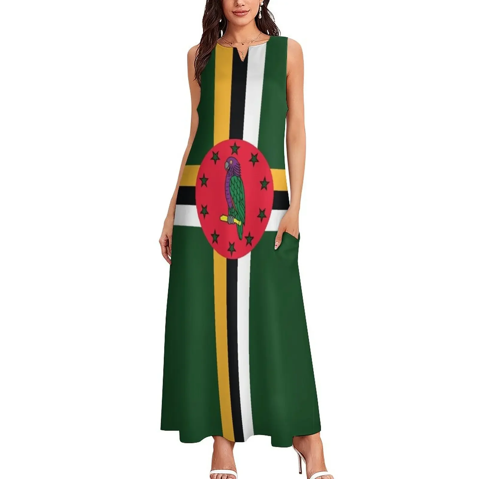Dominica National Flag Long Dress clothing women summer 2025 beach dresses Womens dresses dress korean style Dress