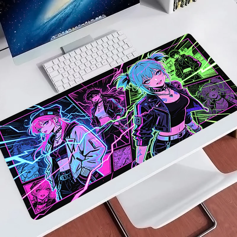 Cool cyberpunk neon anime extended Mouse pad Professional E-sports Gamer Mousepads PC Gaming Keyboard Desk Mat Notbook Mousepad