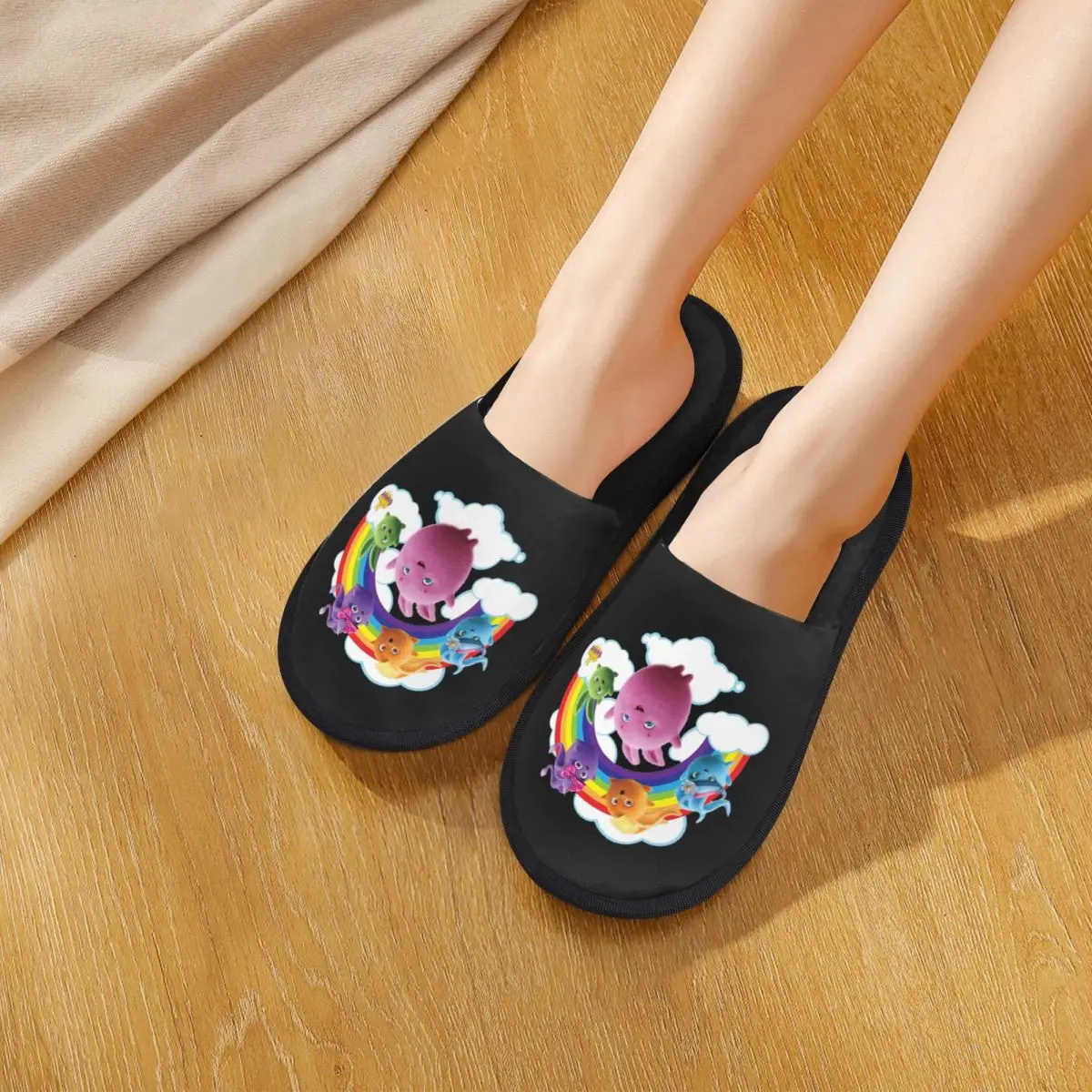 Custom Sunny Bunnies Slippers Memory Foam Warm Soft Women House Slipper Indoor Comfy Shoes