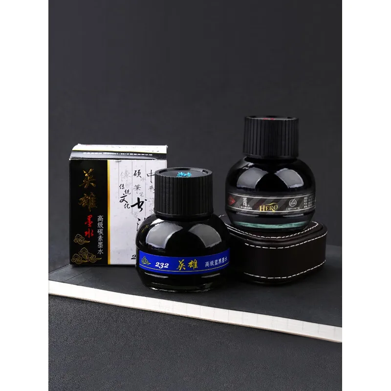 Hero Ink 8801 & 8802 Black: Non-Clogging, Fast-Drying Pigment Ink for Fountain Pens. Premium Smooth Writing for Business & Offic