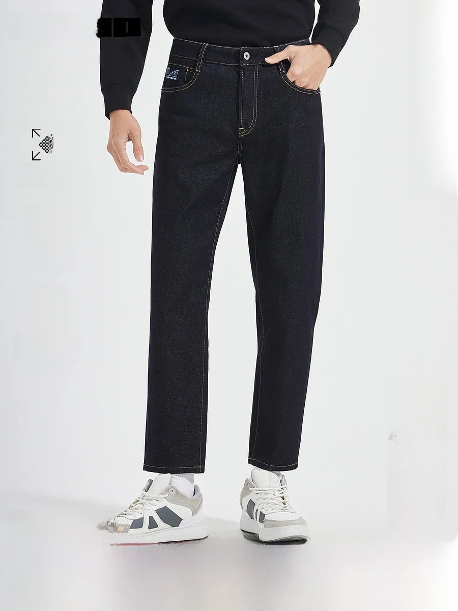 Tech Blue Men's mid Waist Jeans Four Directional Elasticity Nine Points Autumn New Style Casual Fashion Urban Lifestyle