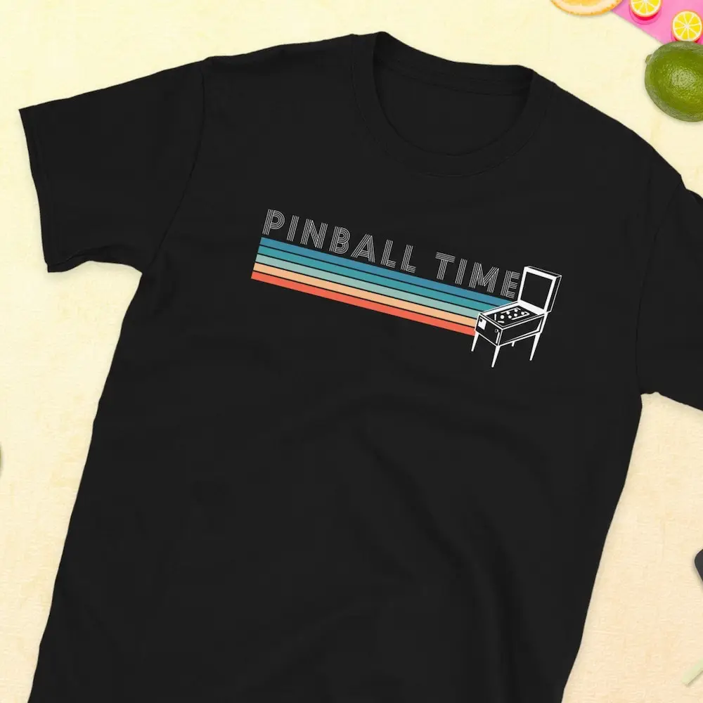 Vintage Retro Pinball Time Player T Shirt For Man Woman Arcade Game Gambler Video Hall Lover