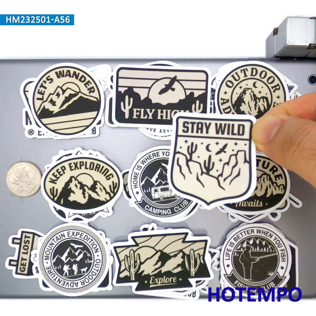 20/30/56Pieces Outdoor Trip Camping Hiking Climbing Fishing Travel Stickers for Luggage Bike Car Motorcycle Phone Laptop Sticker