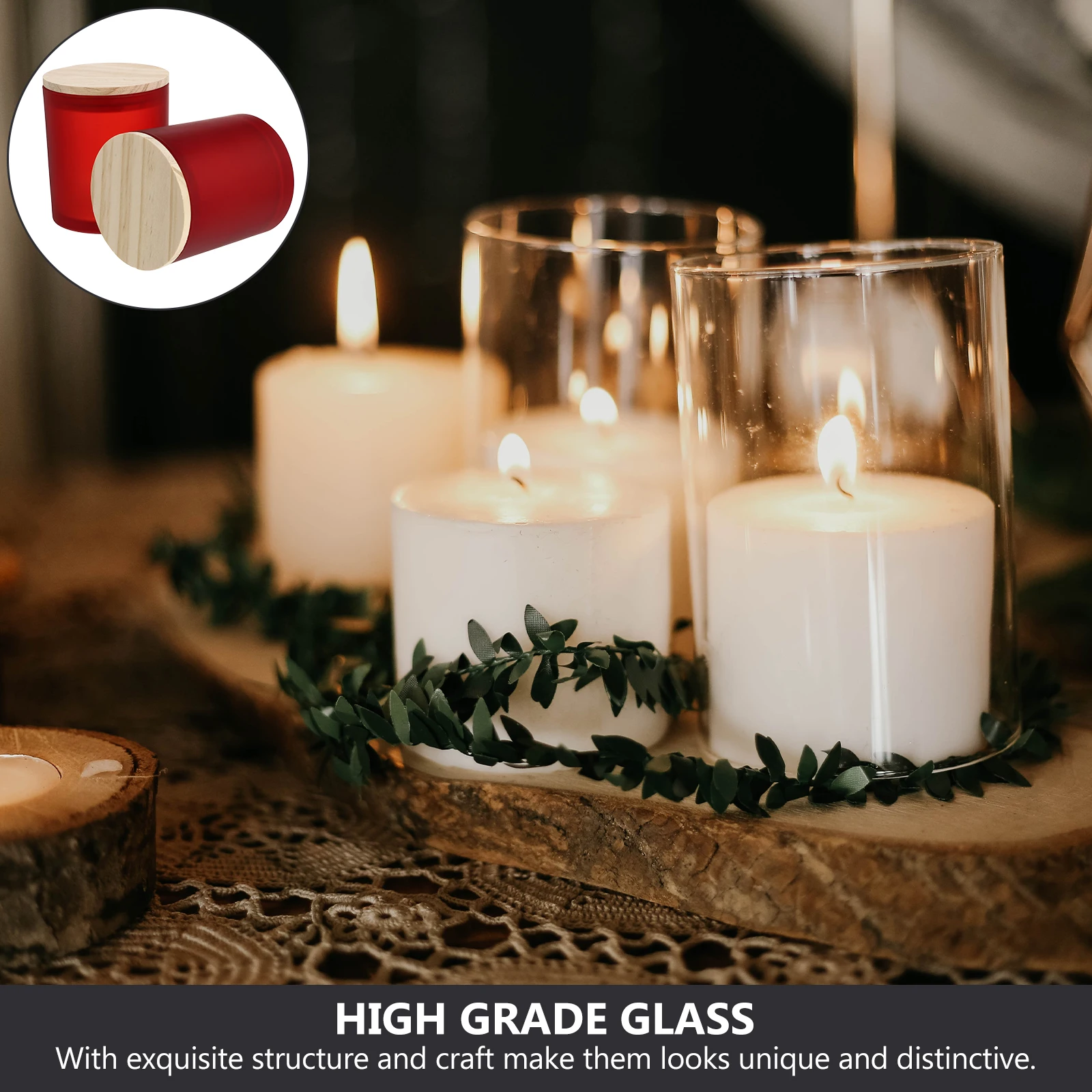 

2Pcs Aromatherapy Cups Glass Pine Material Unique Holders Home Decor Wedding Banquet Decoration