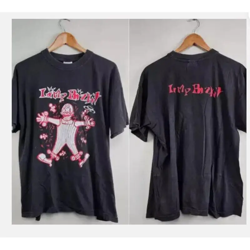 2000 Limp Bizkit band 2 side basic black T shirt