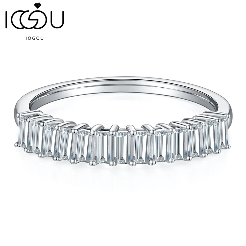 

IOGOU 1.0ct/13pcs Emerald Cut D Color Moissanite Half Eternity Bands For Women 925 Sterling Silver Jewelry With GRA Certificate