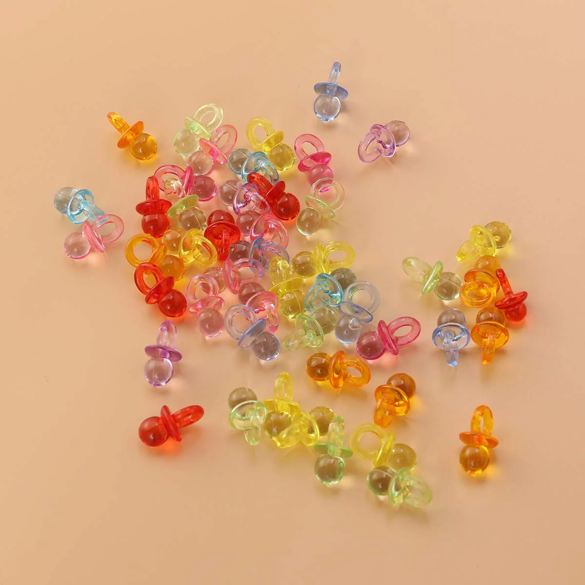 

50 Pcs Mixed Acrylic Plastic Small Baby Pacifiers for Baby Shower Decorations Table Scatter Party Favors Games