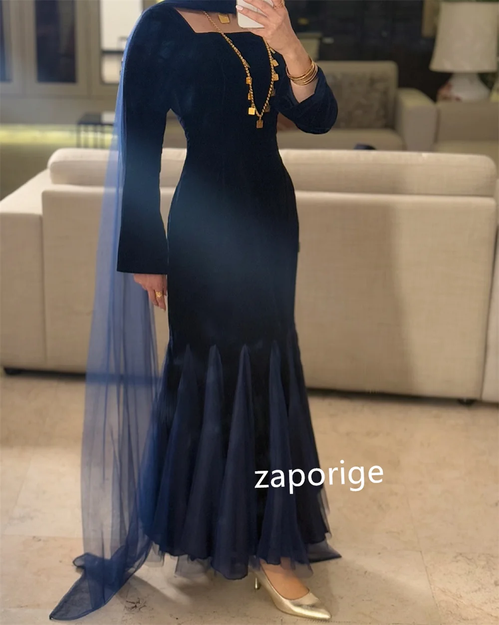 تخصيص جيرسي الطية غمد ساحة الرقبة فساتين متوسطة الطول مناسبة مخصصة أزياء أنيقة ذات جودة عالية #3