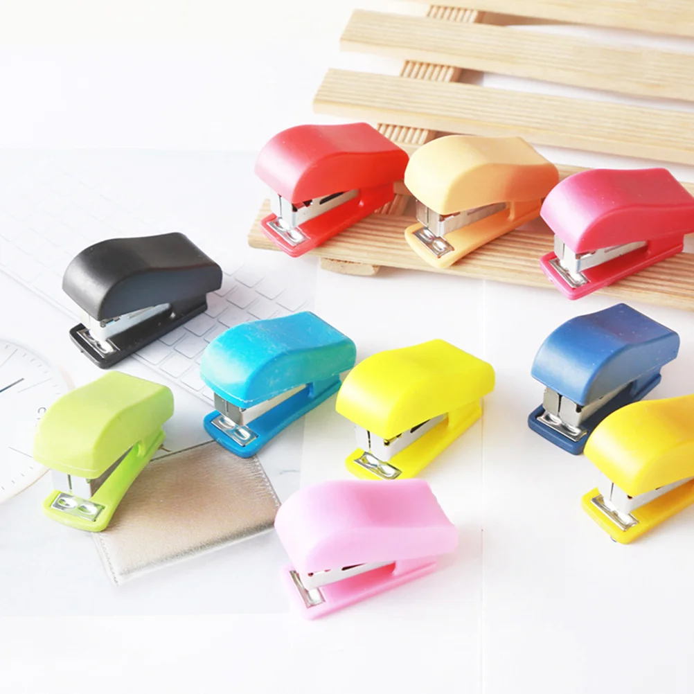 24pcs Mini Desktop Stapler Hand Stapler Office Home Stapler with Staple(Random Color) mini stapler desk stapler