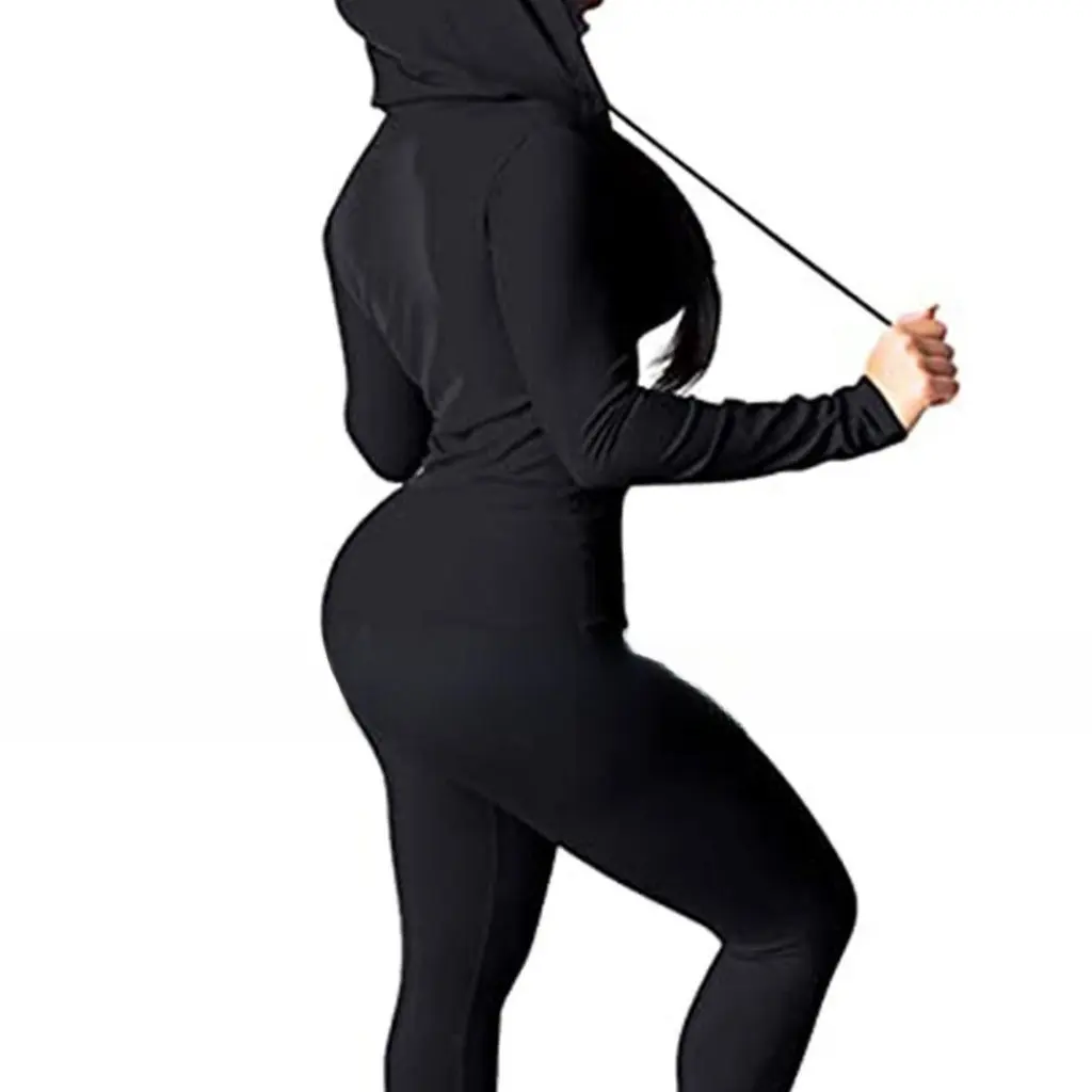 

Women's Casual Sports Suit Hooded Zipper Long-Sleeved Top And Bottoms Set Fashionable Streetwear European American Style