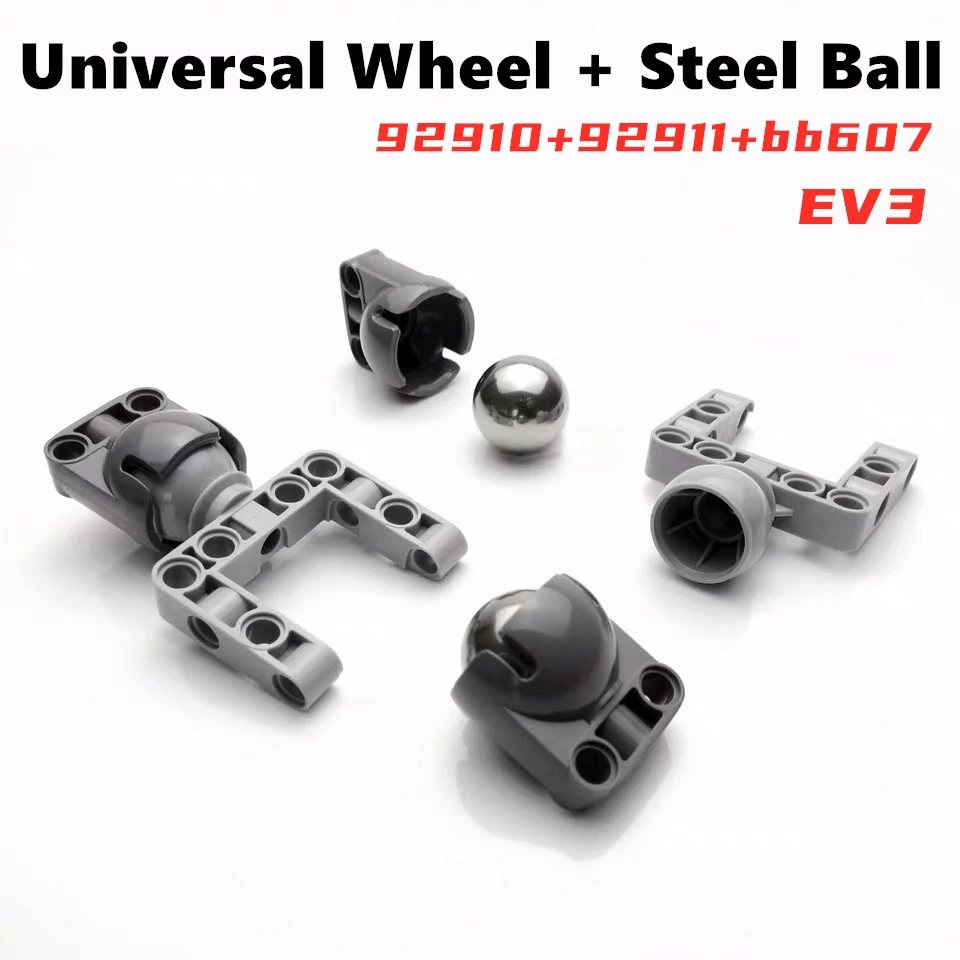 Rainbow Pig MOC Parts 92910 + 92911 High-tech EV3 Universal Wheel + EV5 Steel Ball 99948 Compatible Building Block DIY Particle