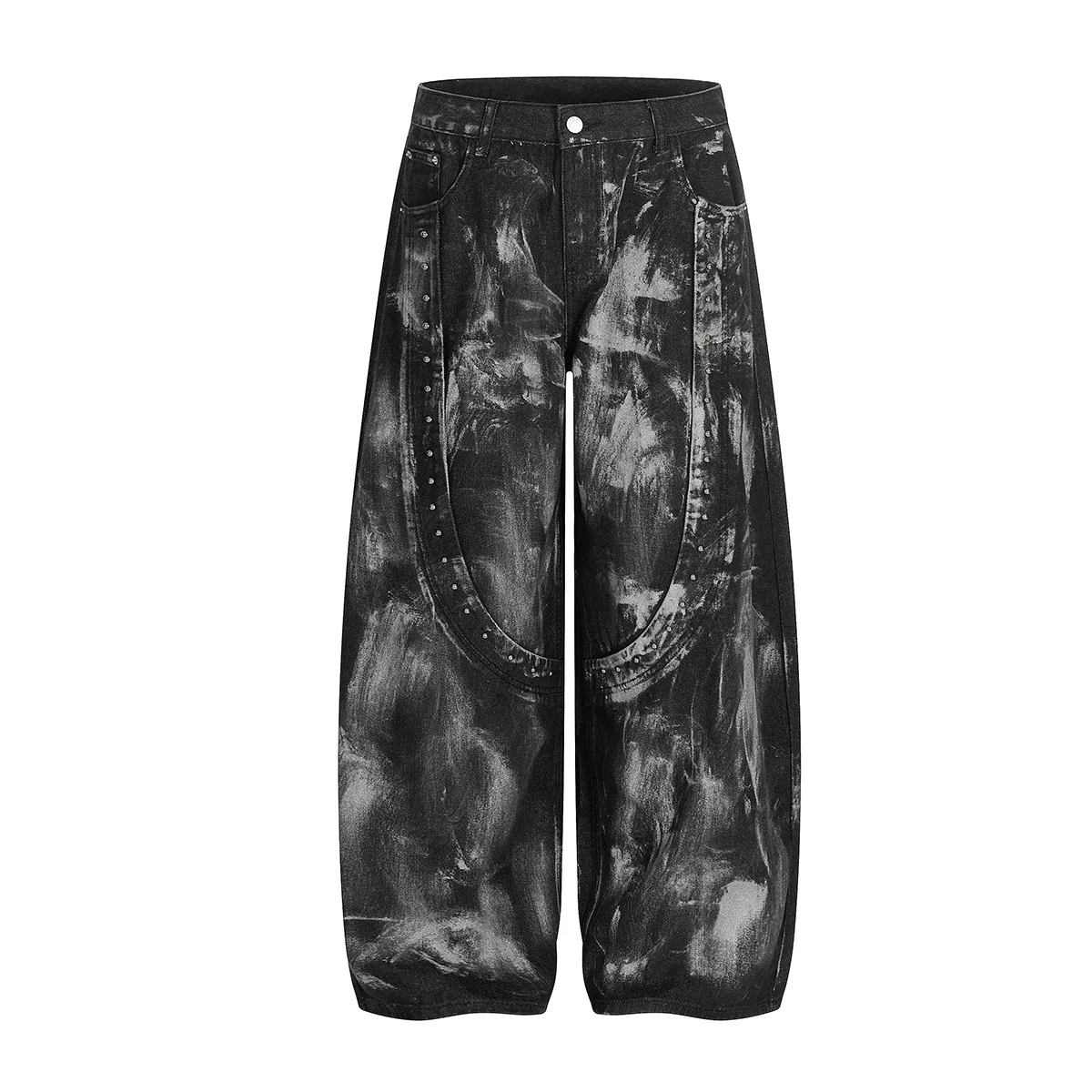 Мужская мода RO Style Oversized Хип-хоп Джинсы Брюки с заклепками Высокая уличная одежда Свободный крой Vibe Style Y2K Джинсовые брюки с принтом Мужская мода RO Style Oversized Хип-хоп Джинсы Брюки с заклепками Высокая уличная одежда Свободный крой Vibe Style Y2K Джинсовые брюки с принтом