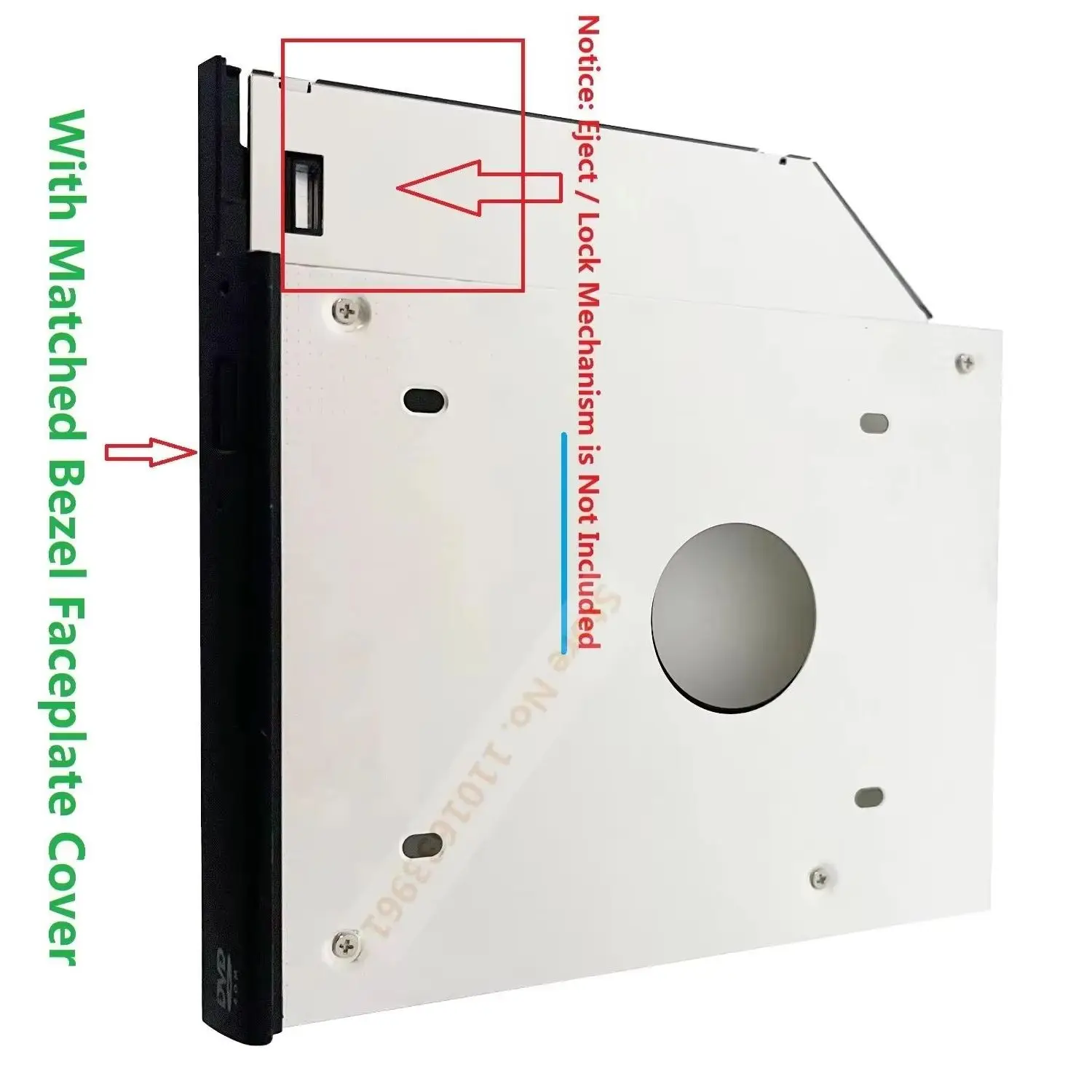 With Matched Bezel Panel 2nd Hard Drive HDD Optical bay Caddy Frame Bracket for Dell Latitude E6440 E6540 Precision M2800 Laptop