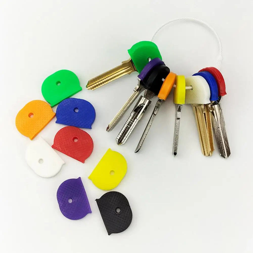 32Pcs Keycap Plastic Keys Identification Covers Key Marker Rings Rubber Key Head Protectors House Keys Caps Colorful Key Toppers