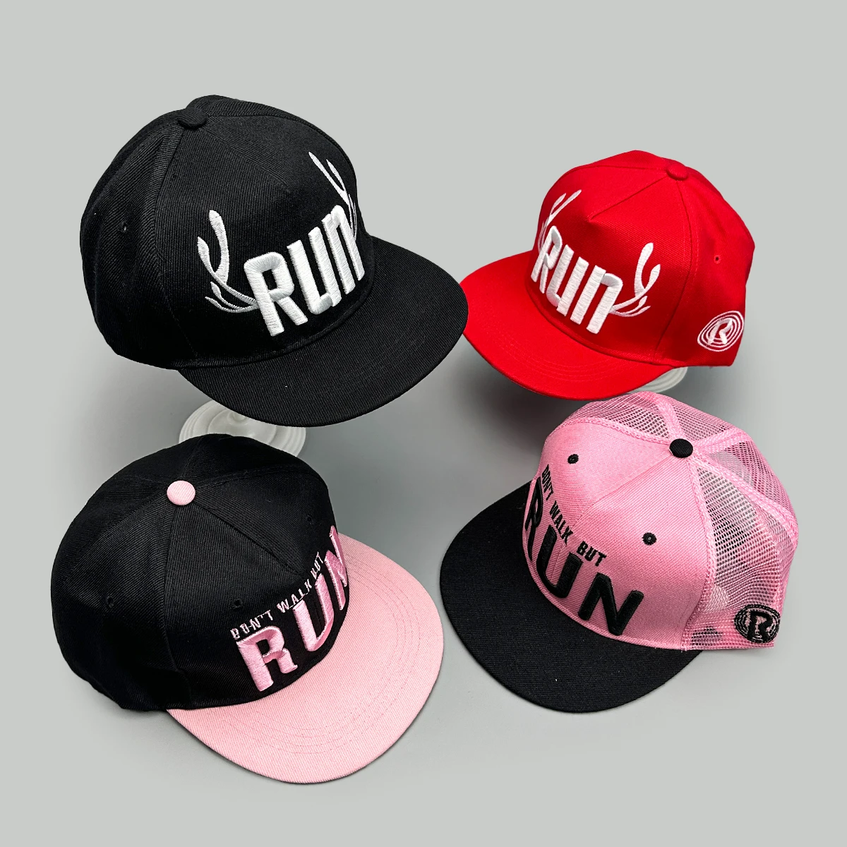 

Flat Eave Embroidered RUN Letters Baseball Hats New Unisex Color Block Sunshade Hip Hop Versatile Personal Fashion Trucker Caps