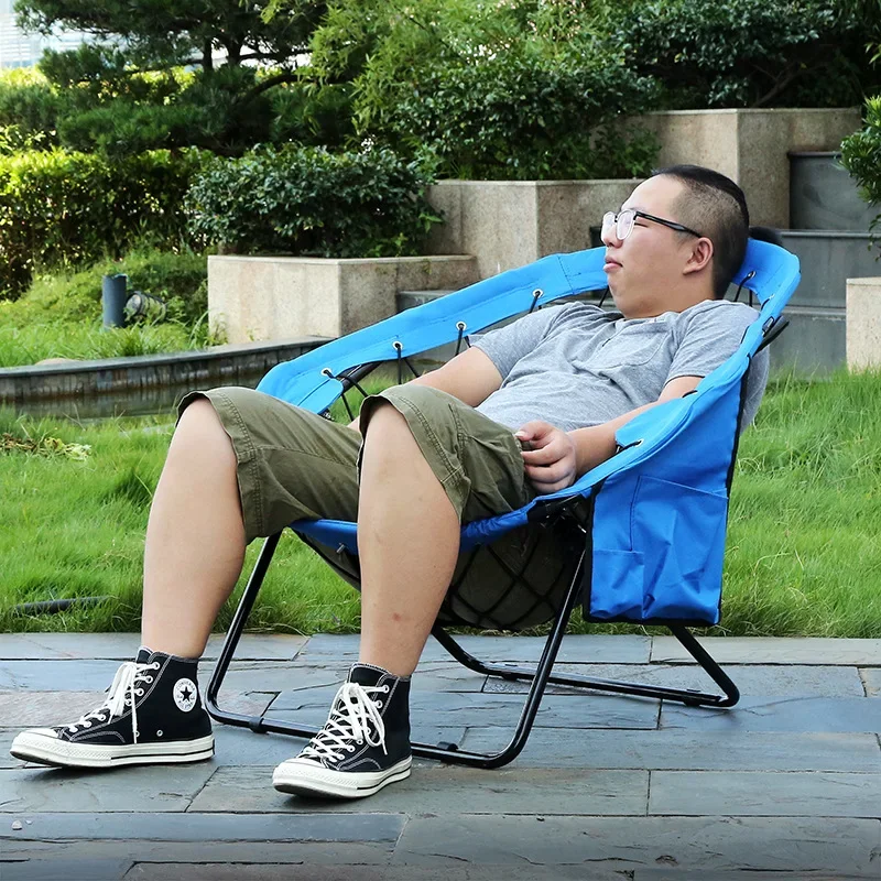 Outdoor portable leisure folding chair, breathable moon rubber band chair, beach chair batch