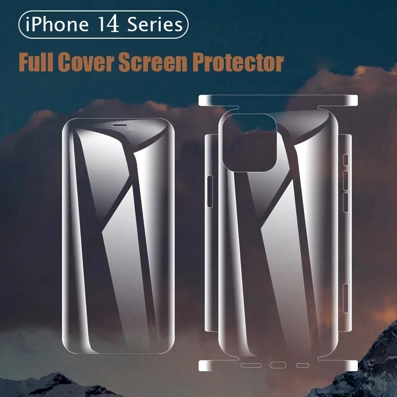 Front+Back Hydrogel Film For iPhone 15  16 Pro14 13 12 11 Pro Max Plus 13mini Screen Protector 360 Full Body Front Back No Glass