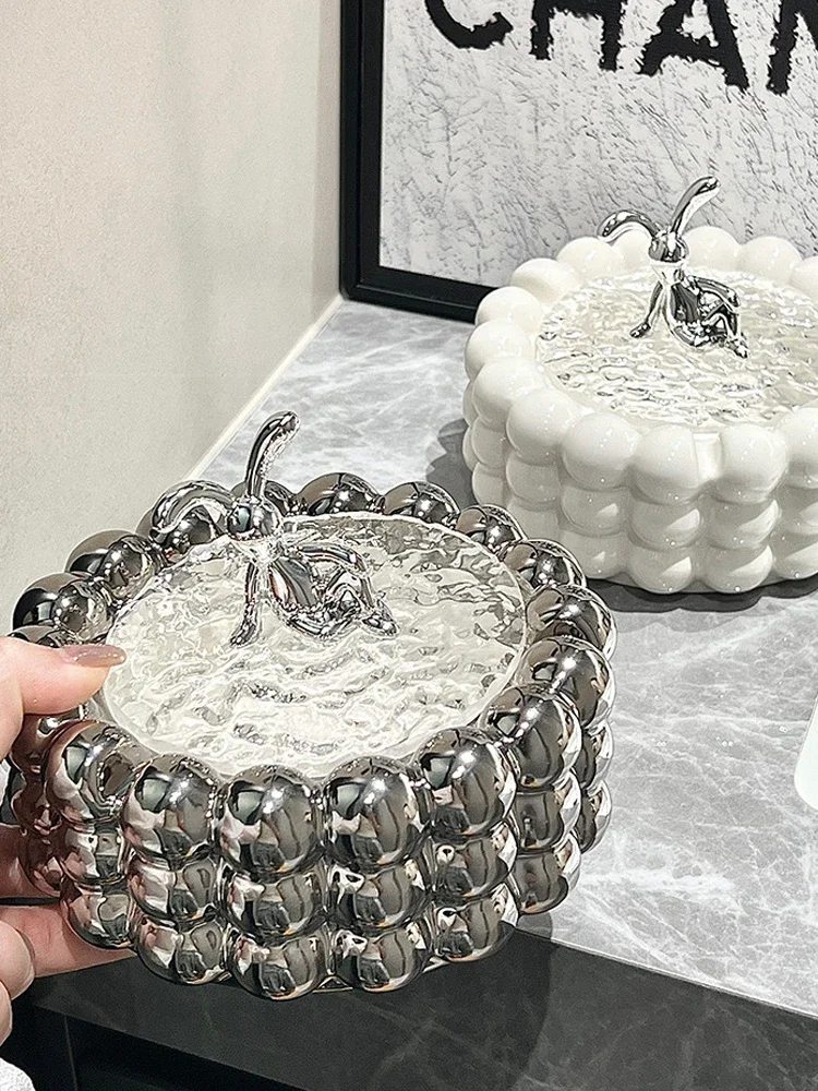 Ahunderjiaz-Light Luxury Ceramic Ashtray, Living Room Decoration, Anti Fly Ash with Lid, Home Decoration