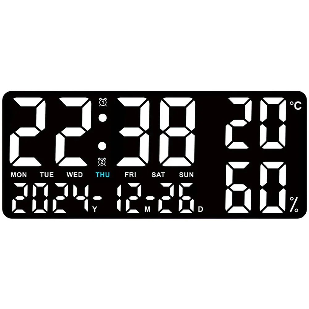 35cm Large LED Digital Wall Clock Temperature Humidity Display Dual Alarm Night Light Bedroom Living Room Home Decor