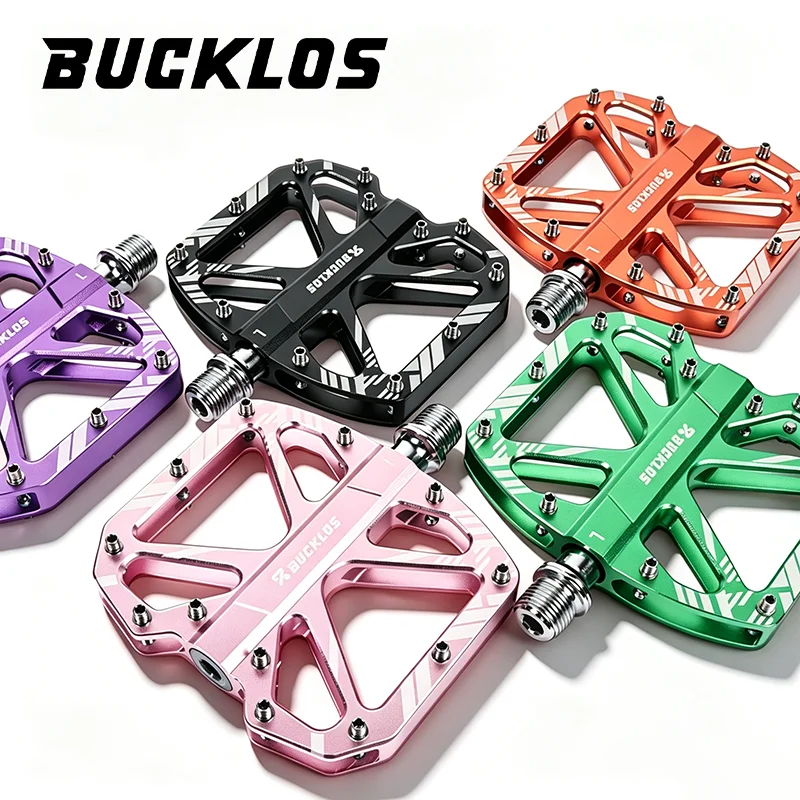 AliExpress BUCKLOS Bicycle Flat Pedal DU Bearing Aluminum Alloy Road MTB Flat Pedal Ultralight Wear-resistant Anti-slip Pedal Bike Part
