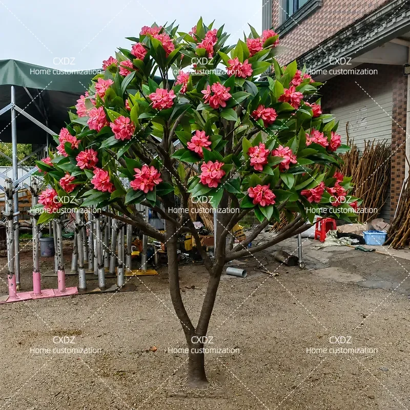 Red simulated frangipani tree, wedding layout garden landscaping simulated frangipani tree, realistic simulation tree