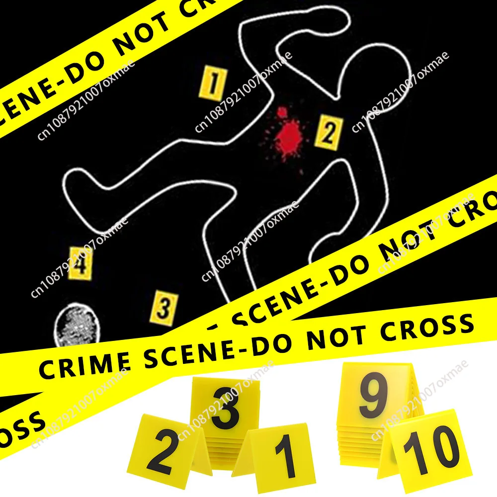 NEW High-end 10 Pcs Evidence Markers Detective Scene Markers Decorations Number ID Tents For Clue Game Acrylic Party Halloween