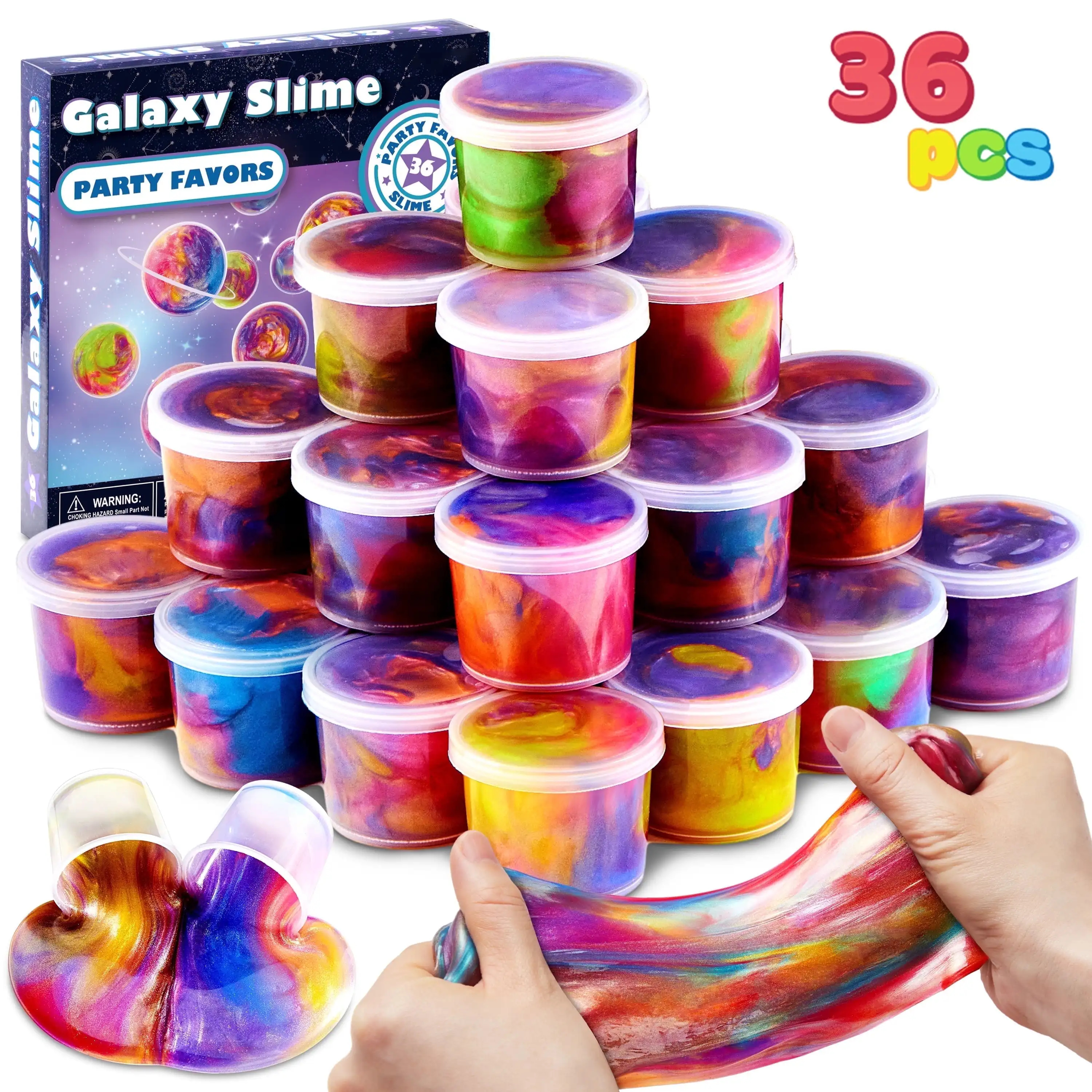 

Joyfy, 36 шт., чашка Galaxy Slime, сувениры для вечеринки, эластичный, нелипкий, безопасный для классной награды, принадлежности для дня рождения