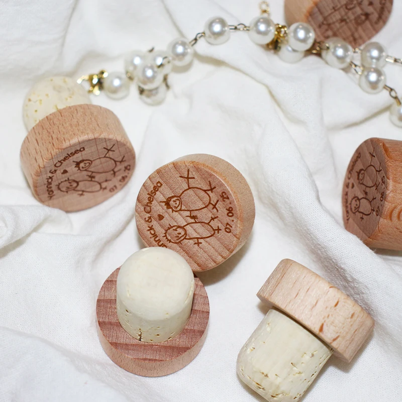 Personalized Cork Stopper For Wedding Gifts, Wood Wine Bottle Stopper Souvenirs For Wedding Showers Or Special Events