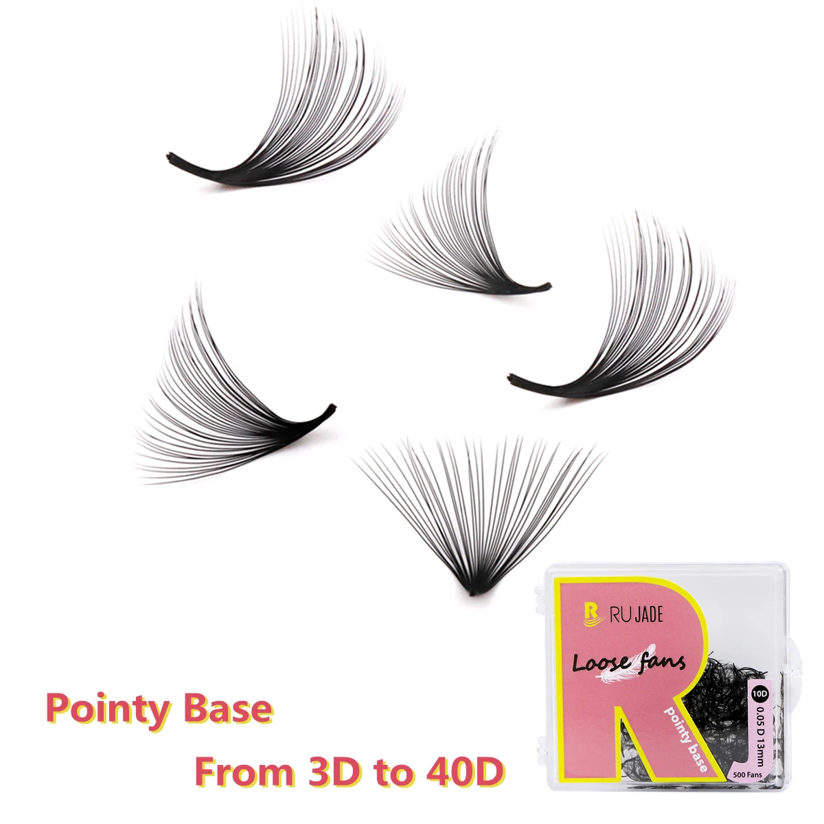 

RUJADE 3D-40D Loose Fans Lash 7-15MM Thin Russian Volume Eyelash Pointy Base Sharp Stem Premade Eyelash Extensions Loose Fan OEM