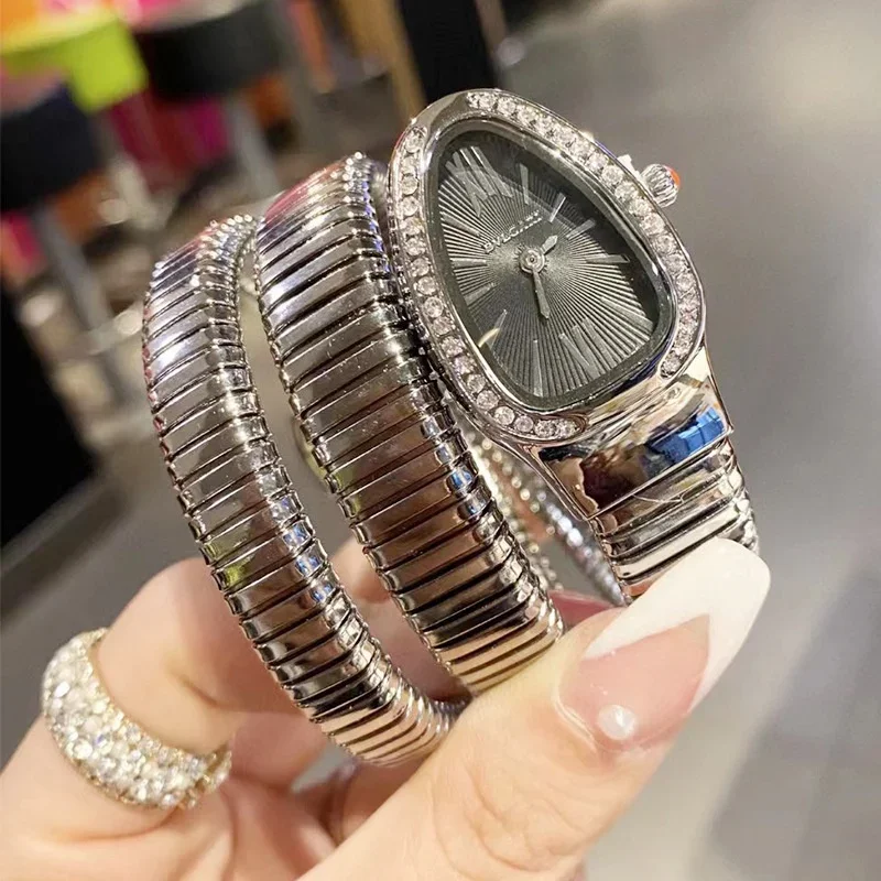 【Ready Stock 】Kegllect Snake Women\'s Watch Personality Diamond Embedding Steel Band Bracelet Watches