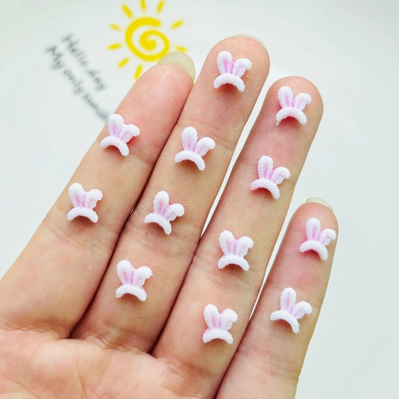 100 Pcs New Cute Mini Cartoon Rabbit Ears Resin Flatback Ornament Jewelry Making Manicure Hairwear Accessories