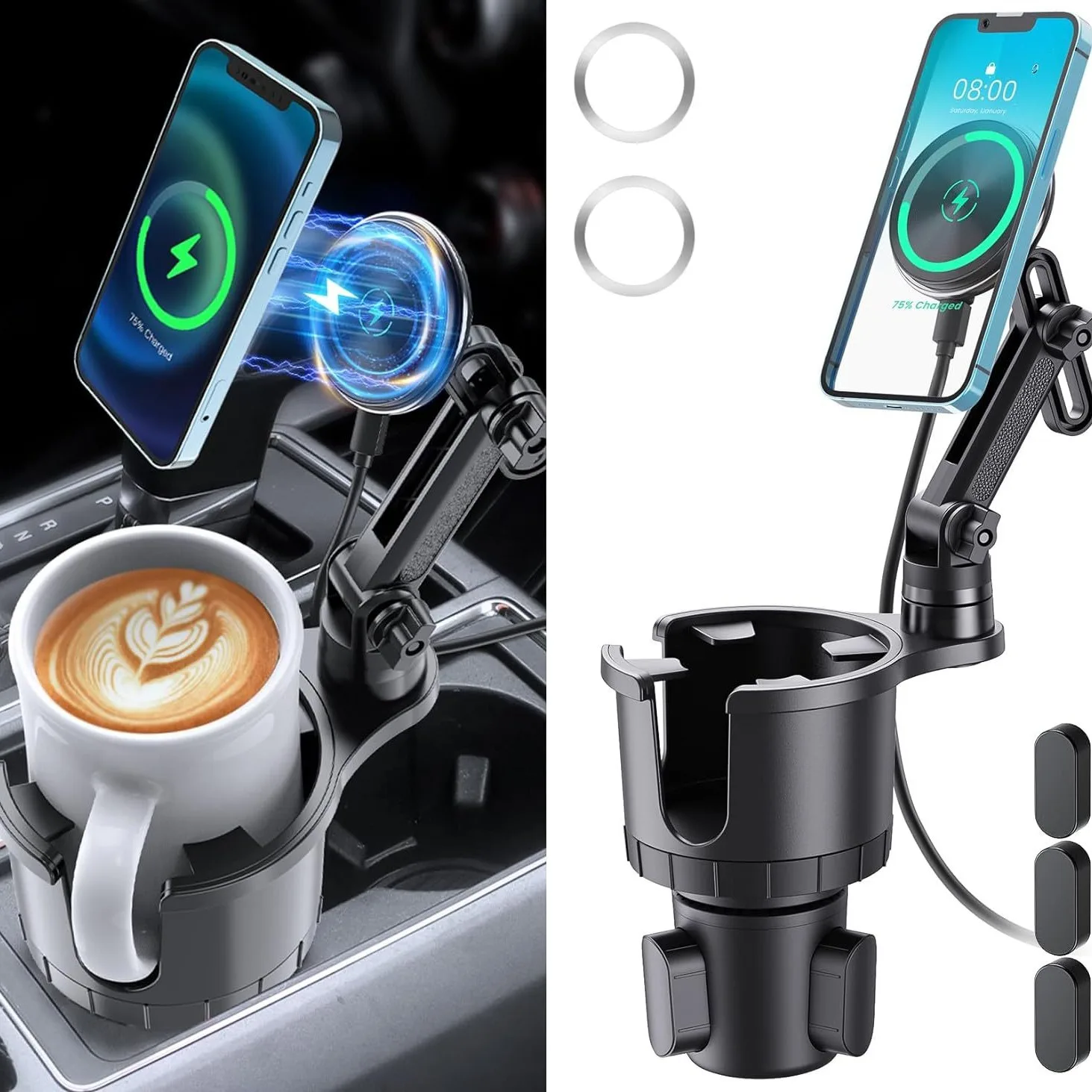 

Car phone holder, multifunctional car cup holder suction, mobile phone navigation holder, magnetic wireless charger