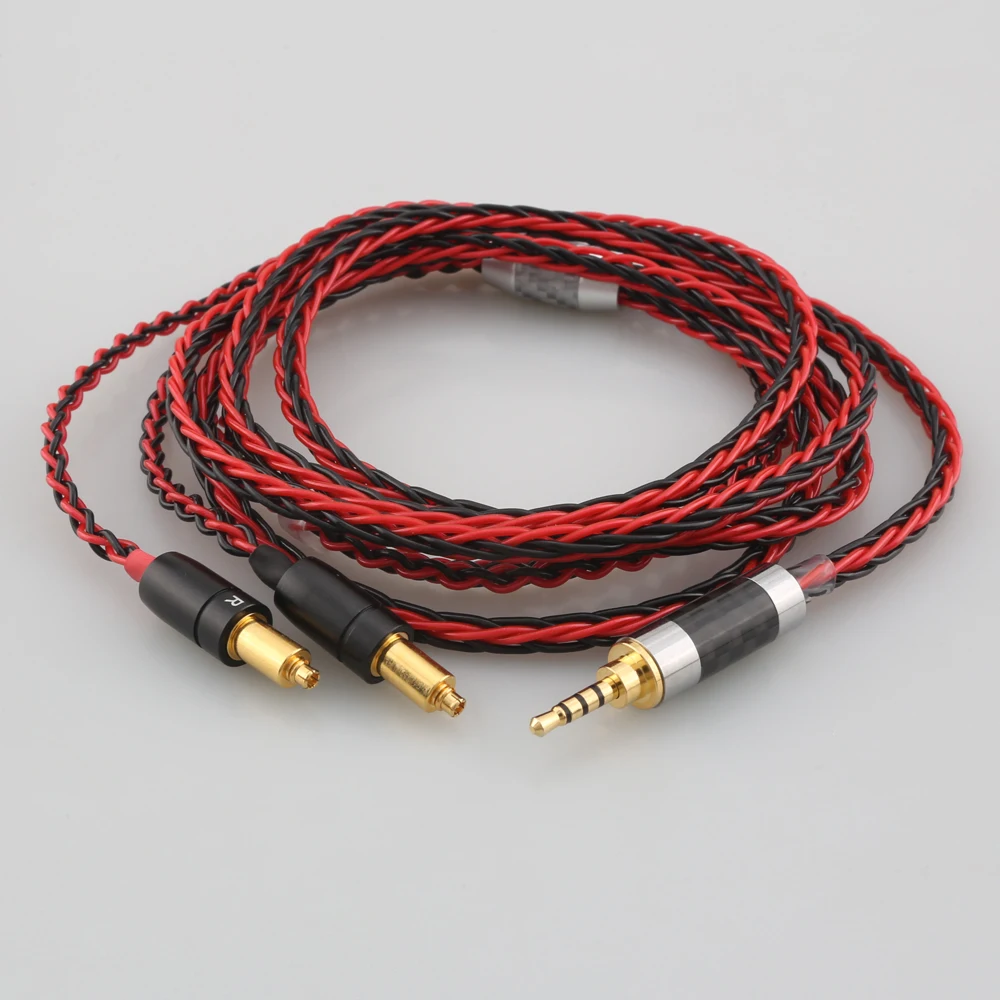 

HiFi 8 core Red Black 4Pin XLR 3.5mm 4.4mm Balanced Headphone Earphone Cable For Shure SRH1440 SRH1840 SRH1540