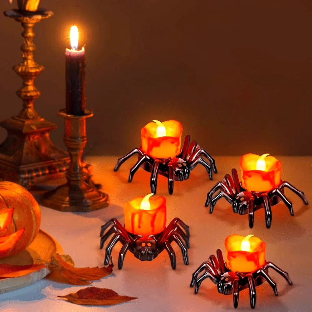 Halloween Eye Lantern Spider Back Explosion Eye Candle Lantern Party Atmosphere Decoration Supplies LED Horror Pumpkin Lantern