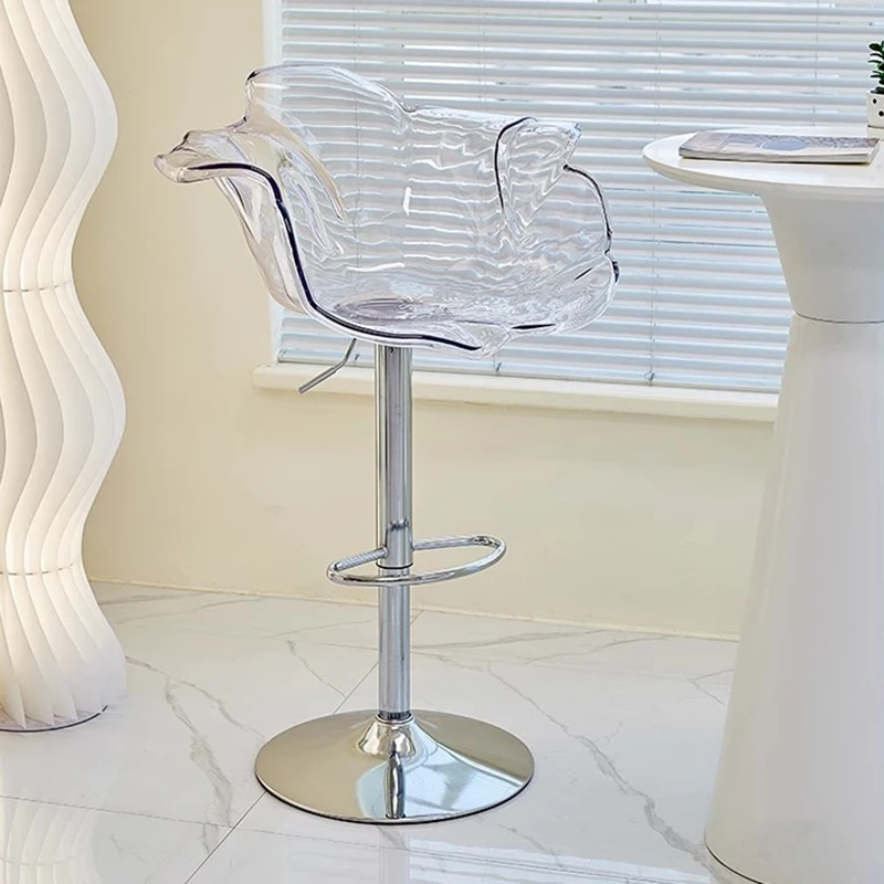 كراسي بار بلاستيكية بسيطة من الألومنيوم الشفاف كراسي بار شاطئ جمالية مريحة من الأكريليك الوردي Cadeira أثاث عصري #4