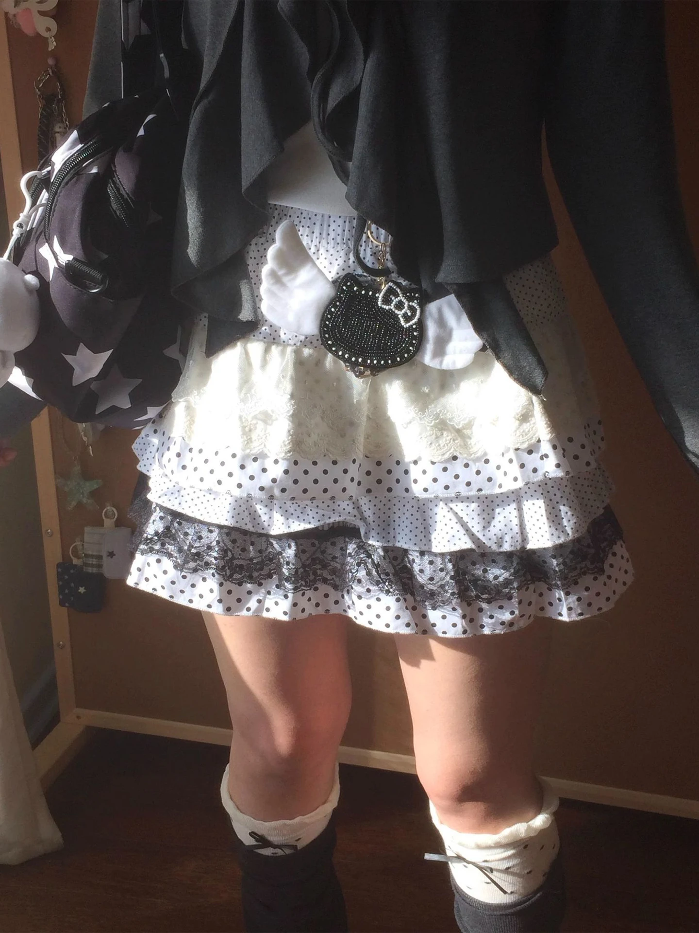 

Lolita Sle Semi-Bust ort Skirt with Lace Print Baking Cake Design for Women High Waist Sweet Girl Daily Wear Loose A-Line