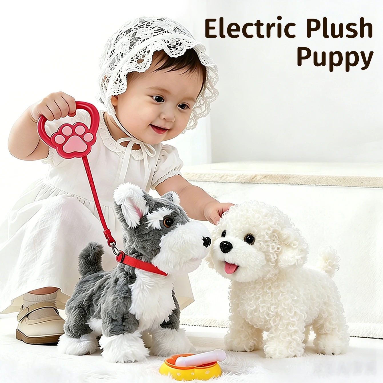 Children's Plush Simulation Cute Pet Leash Dog Toy Children's Day Birthday Gift Walking Sound Fun Interactive Music