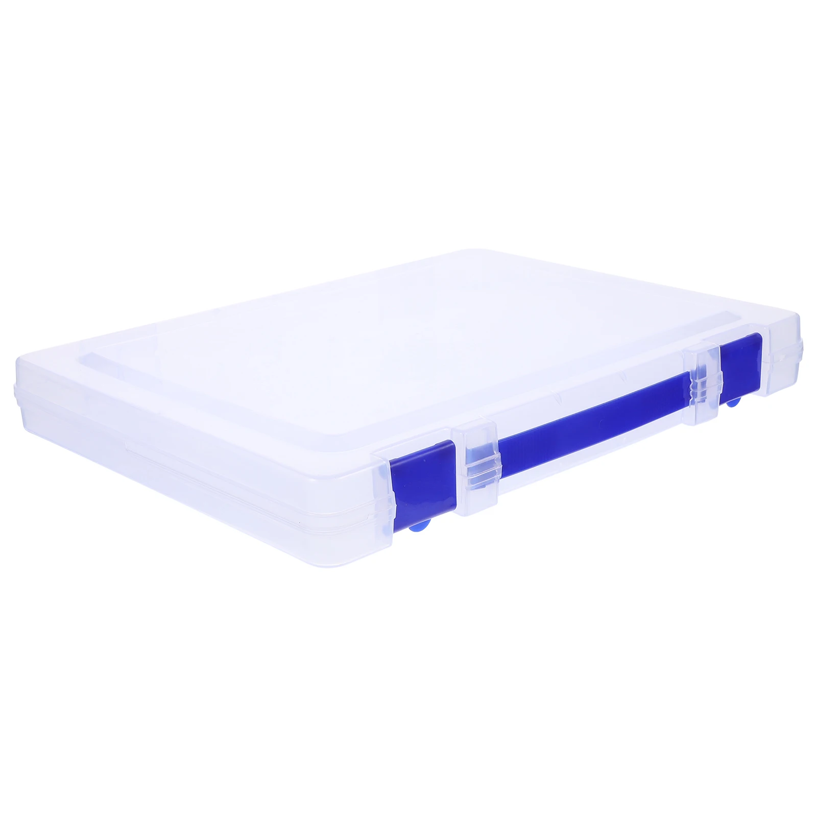 

Transparent A4 File Box Plastic Office Supplies Thickened Document Red Clip Design Storage Case For Home Use Wear Resistant