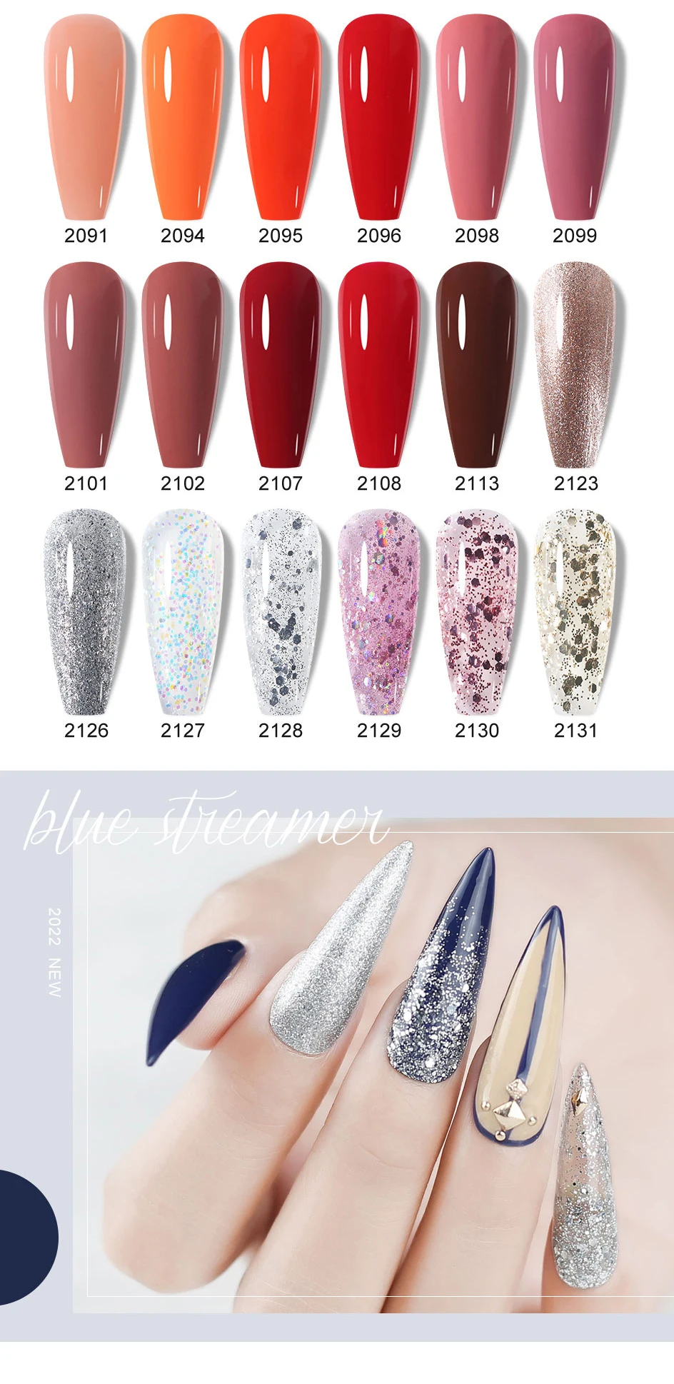 Clou Beaute 10/12/20/24-teiliges Gel-Nagellack-Set, 15ml Weißglasflasche, Nagelkunst-Kit, Semi-permanenter Gellack Nagellack – Detail 23