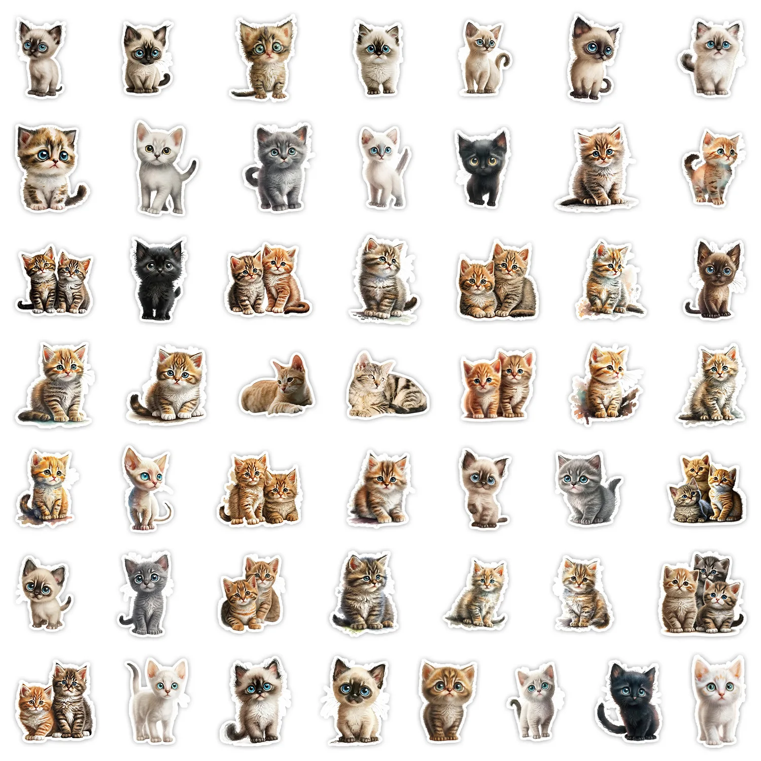 50pcs Big Eyes Cat Funny MEME Cartoon Graffiti Stickers DIY Phone Guitar Laptop Notebook Suitcase Waterproof Gift Packaging Gift