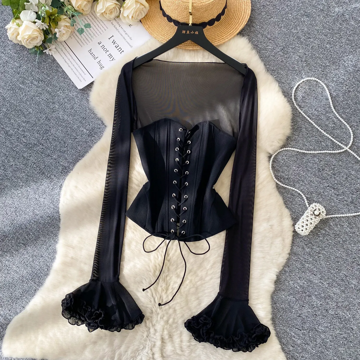 Women Lace Up Long Sleeves Corset Tops Sexy Fishbone T-shirts Camisole Female Fashion Party Shaper Vest Summer Slim Fit Tank Top