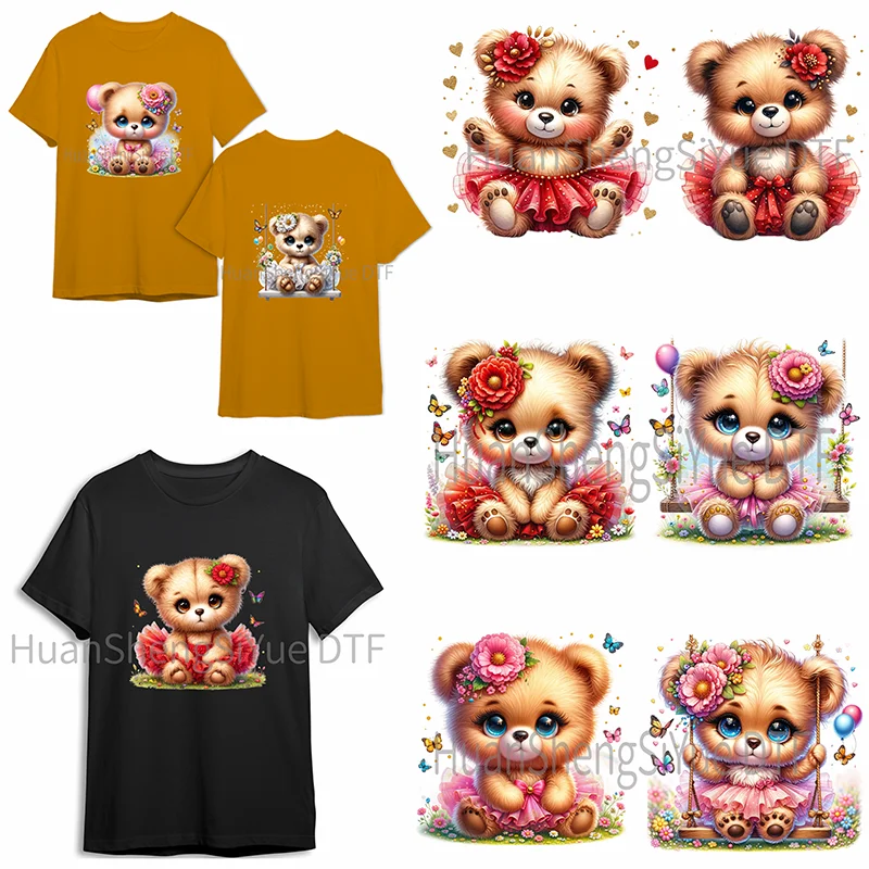 

Ironing Sticker Clothes DTF Kids Fashion T-shirt Girl Bear Hoodie DIY Jacket Patch Is Waterproof