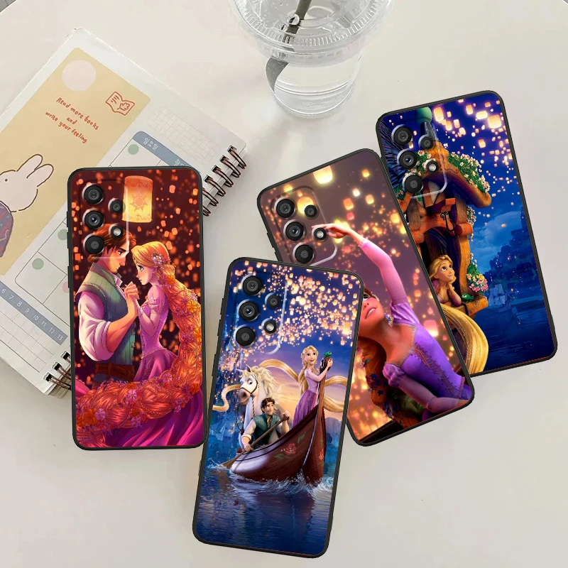 Tangled Rapunzel Cartoon For Samsung Note 20 10 Ultra Plus A31 A14 A12 A70 A34 A25 A04 A05 A15 A24 5G Black Back Phone Case