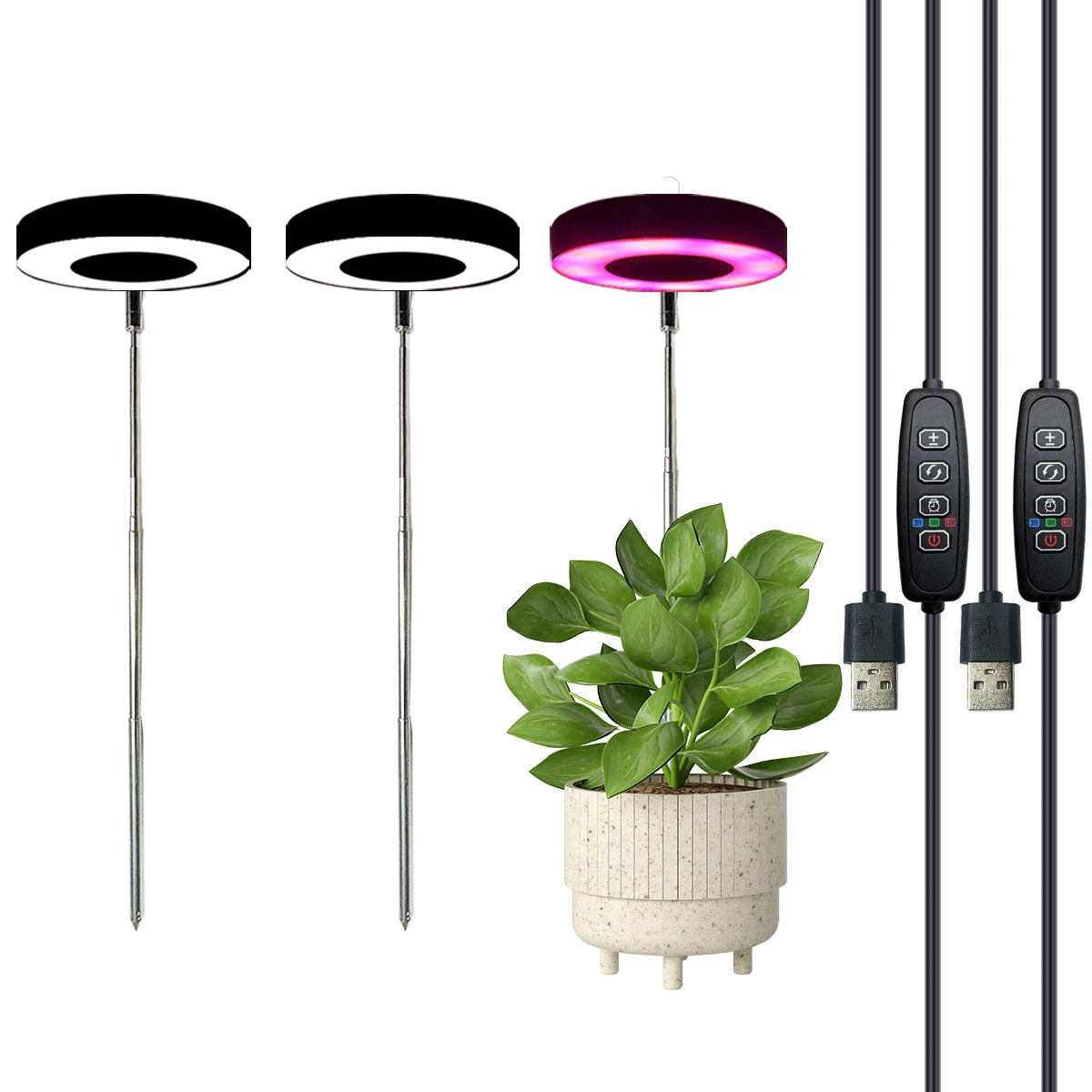 Three color with base plant light Full spectrum LED indoor plant growth light 3/9/12 timing height adjustable 10 levels dimming